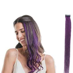 CRIBE Set Of 4 Clip In Wavy Colored Strand Hair Extension- Purple- 22 Inch Each-picture-20