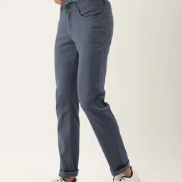 Peter England Men Solid Slim Fit Trousers image 4