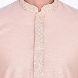 Manu Men Beige Solid Kurta with Churidar image 3