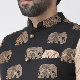KISAH Men Black Printed Nehru Jackets image 2