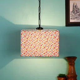 Devansh White & Pink Printed Traditional Hanging Lamp image 4