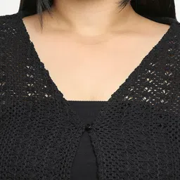 Style Quotient Plus Size Women Self Design Lace Open Front Smart Casual Shrug image 2