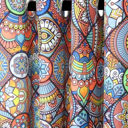 Cortina Blue & Orange Set of 2 Digital Printed Door Curtains image 3