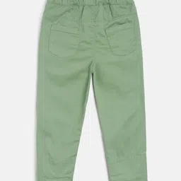 MINI KLUB Boys Green Regular Fit Solid Chinos image 2