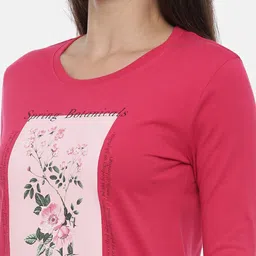 3PIN Women Pink Printed Round Neck T-shirt image 3