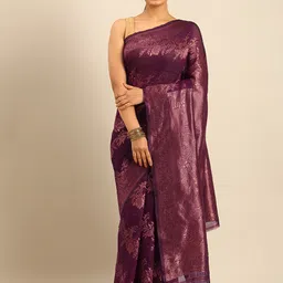 SANGAM PRINTS Floral Woven Design Saree image 2