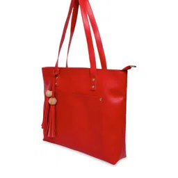 Bagsy Malone Women Red Solid Tote Bag with tassels image 4