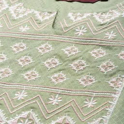 Sangria Green & White Embroidered Kurti image 4