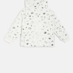 MINI KLUB Girls Off-White & Grey Printed Hooded Sweatshirt image 3