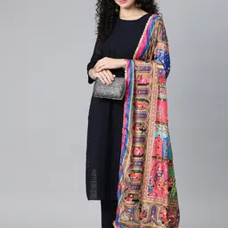 SWI Stylish Ethnic Motifs Printed Chiffon Dupatta with Mirror Work-picture-13