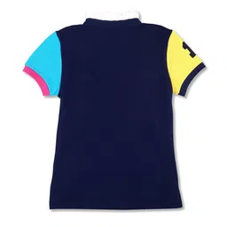 Cherry Crumble Girls Multicoloured Colourblocked Mandarin Collar T-shirt image 2