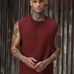 High Star Men Relaxed Fit Cotton Updated Solid Sleeveless T-shirt image 2