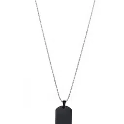 Yellow Chimes Men Black & Silver-Toned Pendant with Chain image 2