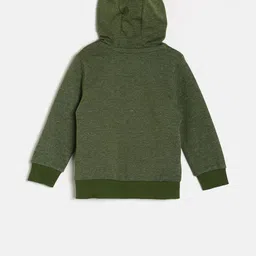 MINI KLUB Boys Olive Green Solid Hooded Sweatshirt image 3