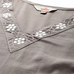 Anouk Pure Cotton Mirror Work Straight Kurta image 2