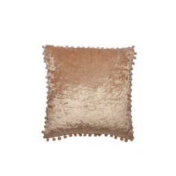 HOSTA HOMES Gold-Toned Set of 5 Solid Square Velvet Cushion Covers With Pom Pom image 3