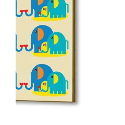 Nestroots Colorful Elephant Herd Print Canvas Wall Painting image 3