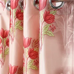 Cortina Pink Floral Printed Single Curtain image 3