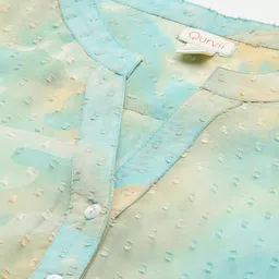 Qurvii Women Multicoloured Abstract Print Mandarin Collar Georgette Shirt Style Top image 2