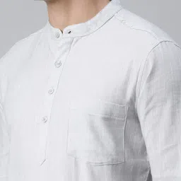 Kryptic Men Grey Solid Pure Cotton Kurta image 4