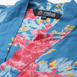 SANSKRUTIHOMES Blue & Red Printed Maxi Cotton Nightdress image 4