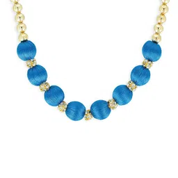 AKSHARA Girls Gold-Plated & Blue Statement Handcrafted Necklace image 2
