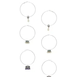 Voylla Silver-Toned Circular Drop Earrings image 3