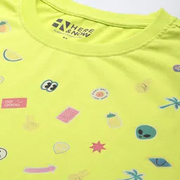 HERE&NOW Conversational Print Pure Cotton Drop-Sleeves Relaxed Fit T-shirt image 2