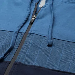 louis philippe ath.work Louis Philippe Ath Work Men Blue Colourblocked Hooded Sweatshirt image 2