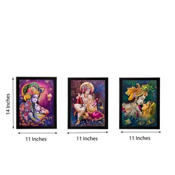 eCraftIndia Set of 3 Multicoloured Radha Krishna UV Wall Art image 2