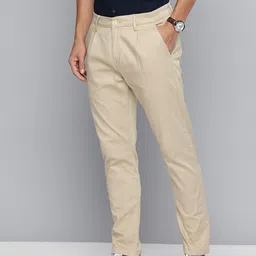 Flying Machine Men Self Design Slash Slim Tapered Fit Textured Pleated Chinos Trousers image 2