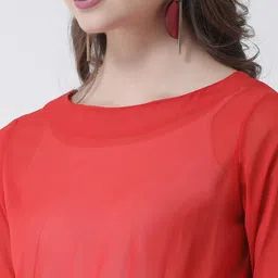 KASSUALLY Women Red Solid Blouson Top image 4