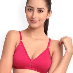 Floret Magenta & Blue Solid Non-Wired Non Padded T-shirt Bras image 2