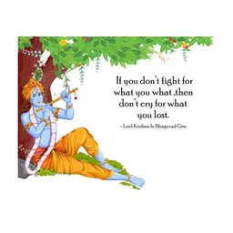 rawpockets Multicolored Lord Krishna Flute Bhagavad Gita Quote Wall Sticker image 2
