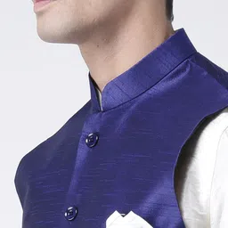 DEYANN Men Blue Solid Nehru Jacket image 2