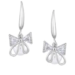 Jazz and Sizzle Rhodium Plated Pearls and Crystal Studded Contemporary Drop Earrings image 5