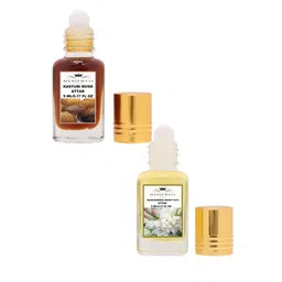 Menjewell Set Of 2 Brown & Light Yellow Kasturi Musk & Rajnigandha Night Out Attar image 5