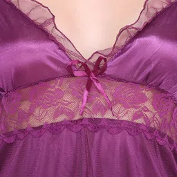 Ms.Lingies Women Purple Solid Baby Doll With Thongs image 2
