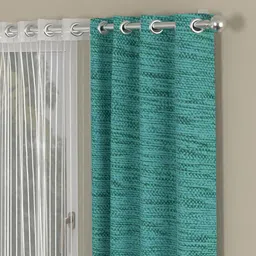ROSARA HOME Turquoise Blue & White Set of 4 Window Curtains image 2