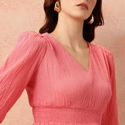 all about you Crinkled Smocked A-Line Dress image 5