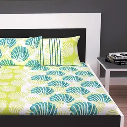 Divine Casa Green Ethnic Motifs 120 TC Blend Cotton 1 King Bedsheet with 2 Pillow Covers image 4