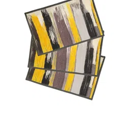 Athom Trendz Set Of 3 Yellow & Black Printed Premium Anti-slip Doormat image 5