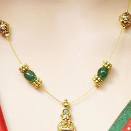 Panachee Green & Gold-Toned Temple Necklace image 2