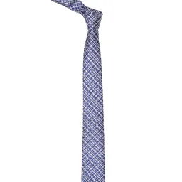 Alvaro Castagnino Men Navy Blue & White Checked Ascot Tie image 3