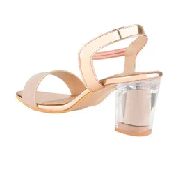 Shoetopia Cream-Coloured Textured Block Sandals image 4