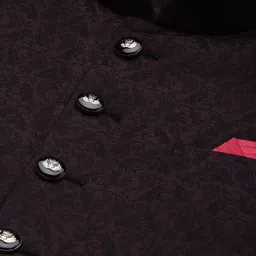 Manyavar Men Burgundy Woven Design Traditional Nehru Jacket image 3
