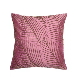 Alina decor Pink & Gunmetal-Toned Set of 2 Embellished Square Cushion Covers image 3
