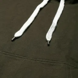 JUNEBERRY Women Olive Green Cotton Solid Hooded Sweatshirt image 5