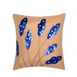 Alina decor Peach-Coloured & Blue Set of 2 Embellished Square Cushion Covers image 3