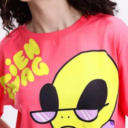 Kook N Keech Graphic Printed Pure Cotton Oversized Crop T-shirt image 2